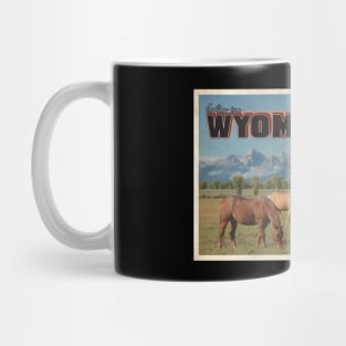 Greetings from Wyoming - Vintage Travel Postcard Design Mug